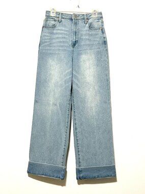 Juicy Couture Womens Wide Leg Lunita Jeans 29 Cuffed Light Wash Western Stretch